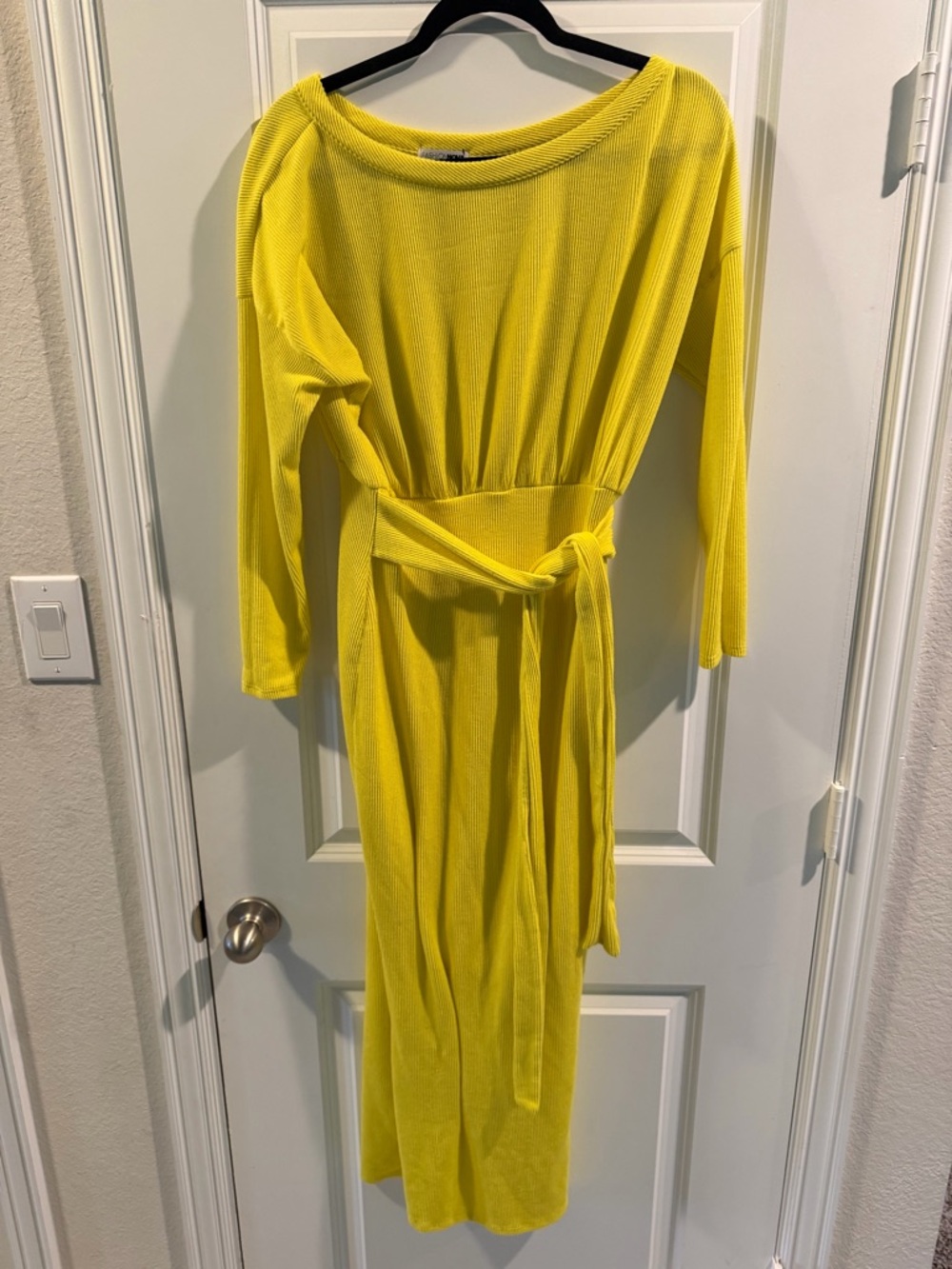 Fashion Nova Lemon Yellow Tie-Waist Maxi Dress